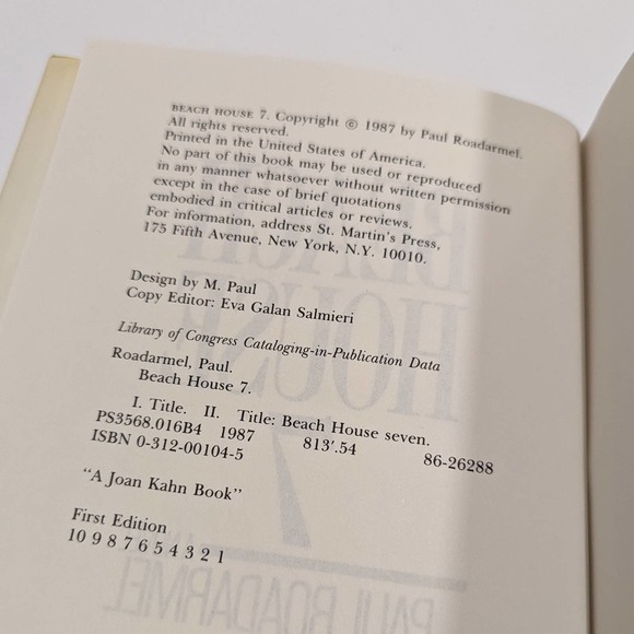 Beach House 7 (1987, Hardcover) - Paul Roadarmel [Fiction] First Edition - Picture 3 of 9